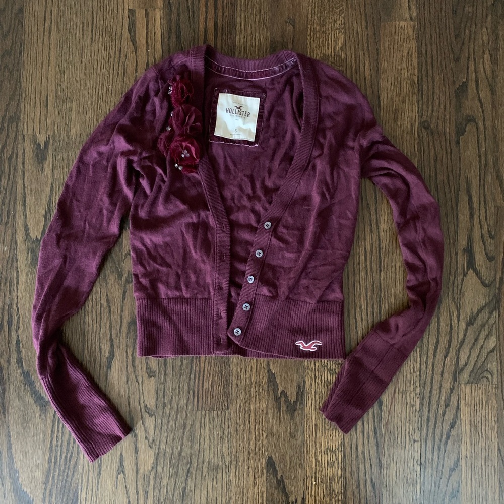 Hollister Burgundy Cardigan Sweater